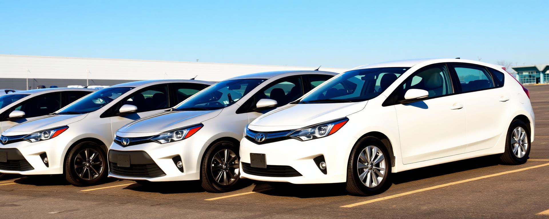 Row of economy rental cars